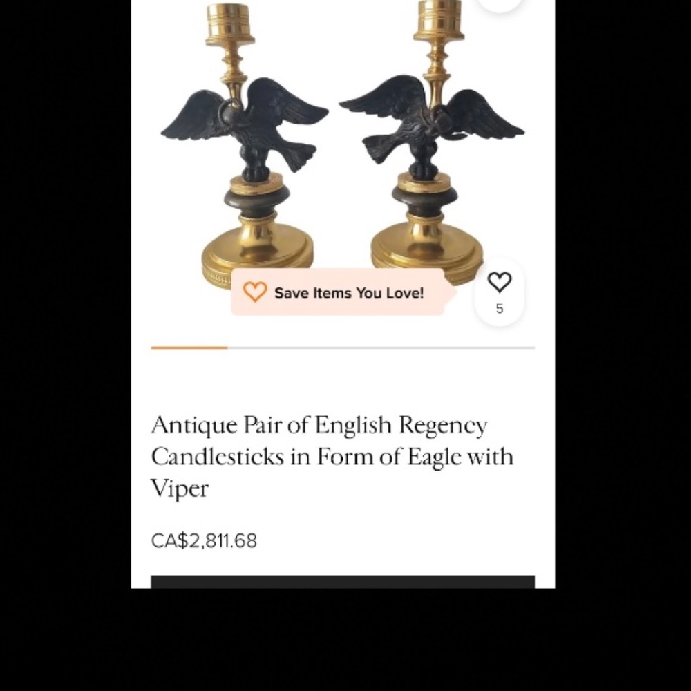 Antique Gilt Gold bronze Ormolu Candlesticks with Eagles carrying vipers - Picture 7 of 7